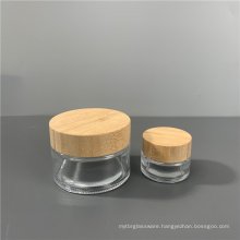 30ml 50ml 100ml New arrival custom clear cosmetic cream glass jars with wood bamboo cap